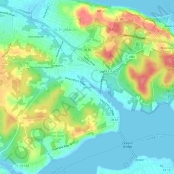 Mappa topografica Locust, altitudine, rilievo