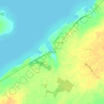Mappa topografica Millen Bay, altitudine, rilievo