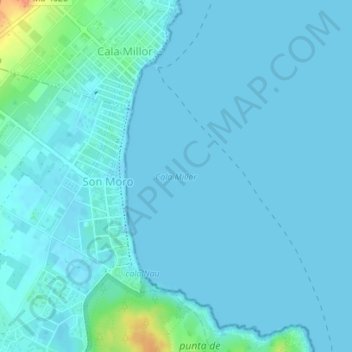 Mappa topografica Cala Millor, altitudine, rilievo