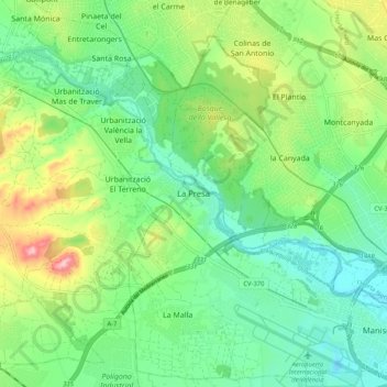 Mappa topografica La Presa, altitudine, rilievo