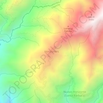 Mappa topografica Horizontes, altitudine, rilievo