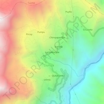 Mappa topografica Lucmabamba, altitudine, rilievo