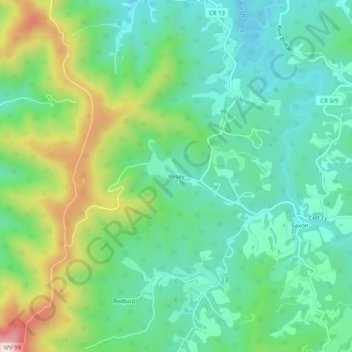 Mappa topografica Posey, altitudine, rilievo
