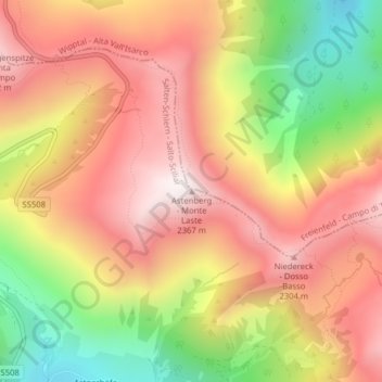 Mappa topografica Astenberg, altitudine, rilievo