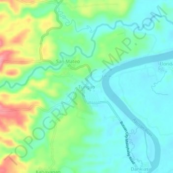 Mappa topografica Tungao, altitudine, rilievo