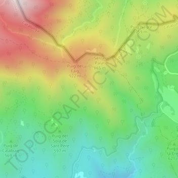 Mappa topografica Castell de Cabrera, altitudine, rilievo