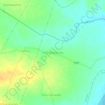 Mappa topografica Yenmireddipalle, altitudine, rilievo
