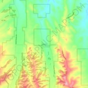 Mappa topografica Canelo, altitudine, rilievo