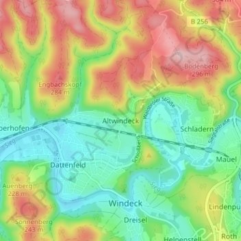 Mappa topografica Altwindeck, altitudine, rilievo