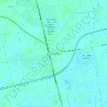 Mappa topografica Bahalgarh, altitudine, rilievo