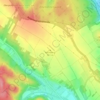 Mappa topografica Kirchberg, altitudine, rilievo