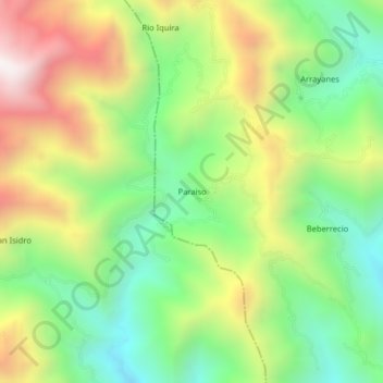 Mappa topografica Paraiso, altitudine, rilievo