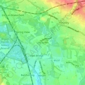 Mappa topografica Low Green, altitudine, rilievo
