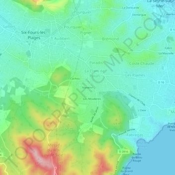 Mappa topografica Manette, altitudine, rilievo
