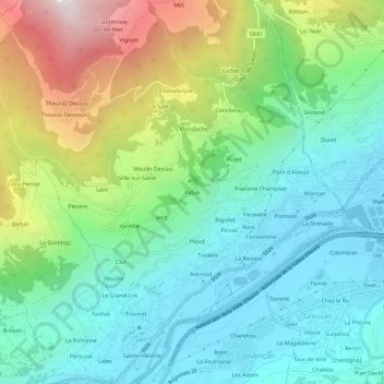 Mappa topografica Palue, altitudine, rilievo