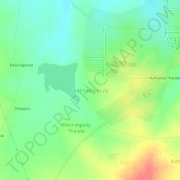 Mappa topografica Anthireddyguda, altitudine, rilievo