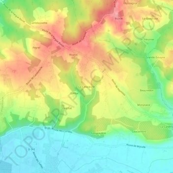 Mappa topografica La Cloucaude, altitudine, rilievo