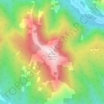 Mappa topografica Prairie Mountain, altitudine, rilievo