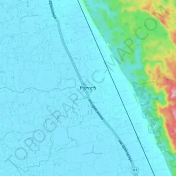 Mappa topografica Mirsharai, altitudine, rilievo