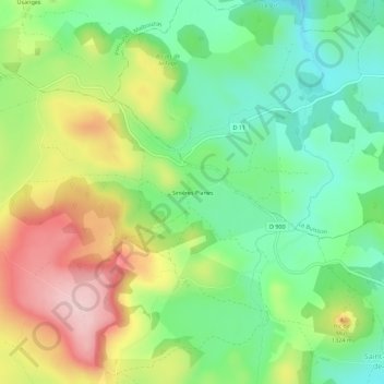 Mappa topografica Sinières Planes, altitudine, rilievo