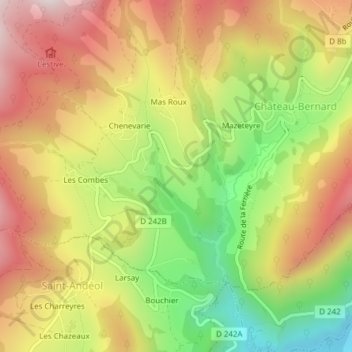 Mappa topografica Grimaudière, altitudine, rilievo