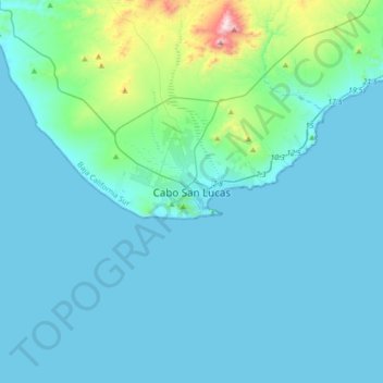 Mappa topografica Cabo San Lucas, altitudine, rilievo
