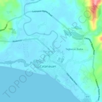 Mappa topografica Barangay 10, altitudine, rilievo