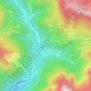 Mappa topografica Cordella, altitudine, rilievo