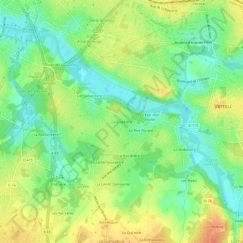 Mappa topografica La Chintière, altitudine, rilievo