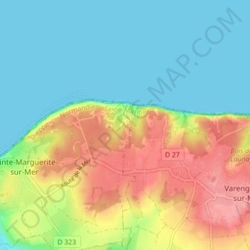 Mappa topografica Vasterival, altitudine, rilievo