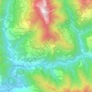 Mappa topografica Minazzana, altitudine, rilievo