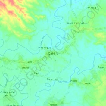 Mappa topografica Quirino, altitudine, rilievo