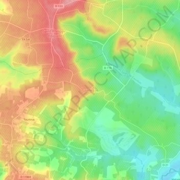 Mappa topografica Gardegan, altitudine, rilievo