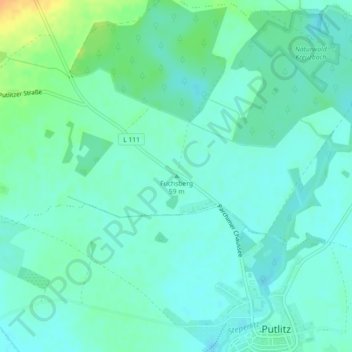 Mappa topografica Putlitz, altitudine, rilievo