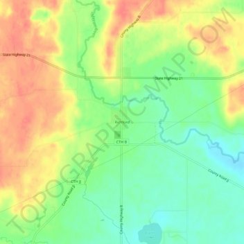Mappa topografica Richford, altitudine, rilievo