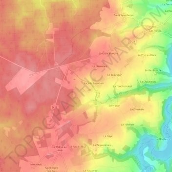 Mappa topografica La Pefferie, altitudine, rilievo