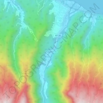 Mappa topografica Papeno’o, altitudine, rilievo