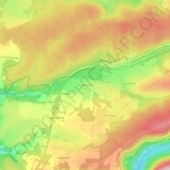 Mappa topografica Les Boulottes, altitudine, rilievo