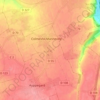 Mappa topografica Colmesnil, altitudine, rilievo