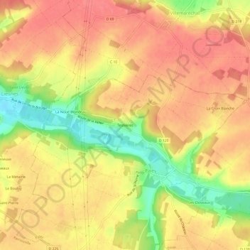 Mappa topografica Tesnières, altitudine, rilievo
