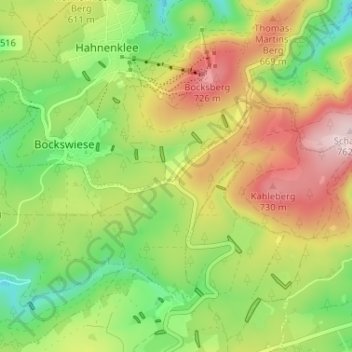Mappa topografica Kreuzeck, altitudine, rilievo