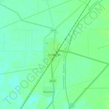 Mappa topografica Sangariya, altitudine, rilievo