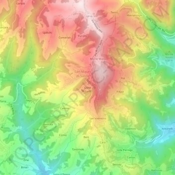 Mappa topografica Corte, altitudine, rilievo