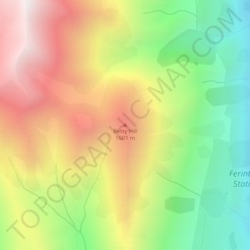 Mappa topografica Betty Hill, altitudine, rilievo