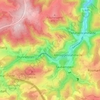 Mappa topografica Grünewiese, altitudine, rilievo