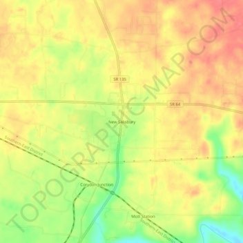 Mappa topografica New Salisbury, altitudine, rilievo