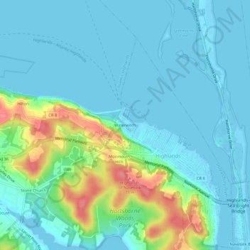 Mappa topografica Waterwitch, altitudine, rilievo