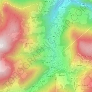 Mappa topografica La Frasse, altitudine, rilievo