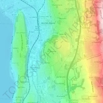 Mappa topografica Les Venettes, altitudine, rilievo