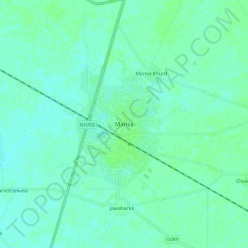 Mappa topografica Mansa, altitudine, rilievo